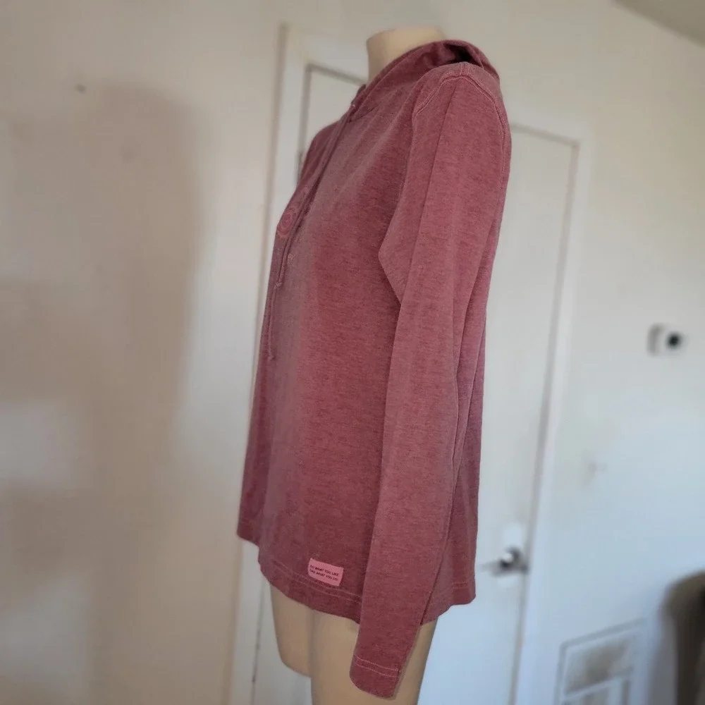 Life is Good Womens M Pink Bicycle‎ Graphic Hoodie Long Sleeve Casual Pullover